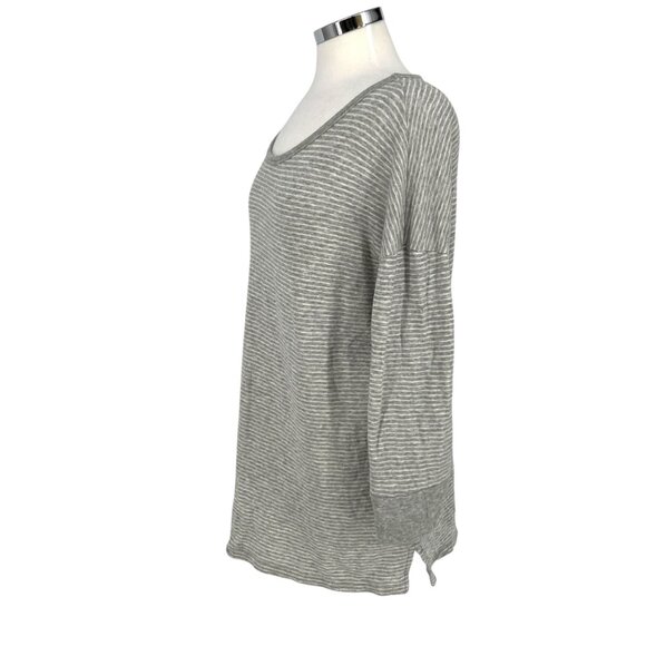 James Perse Striped Relaxed Fit Tunic Top Gray White Size XL 4 - Picture 4 of 10
